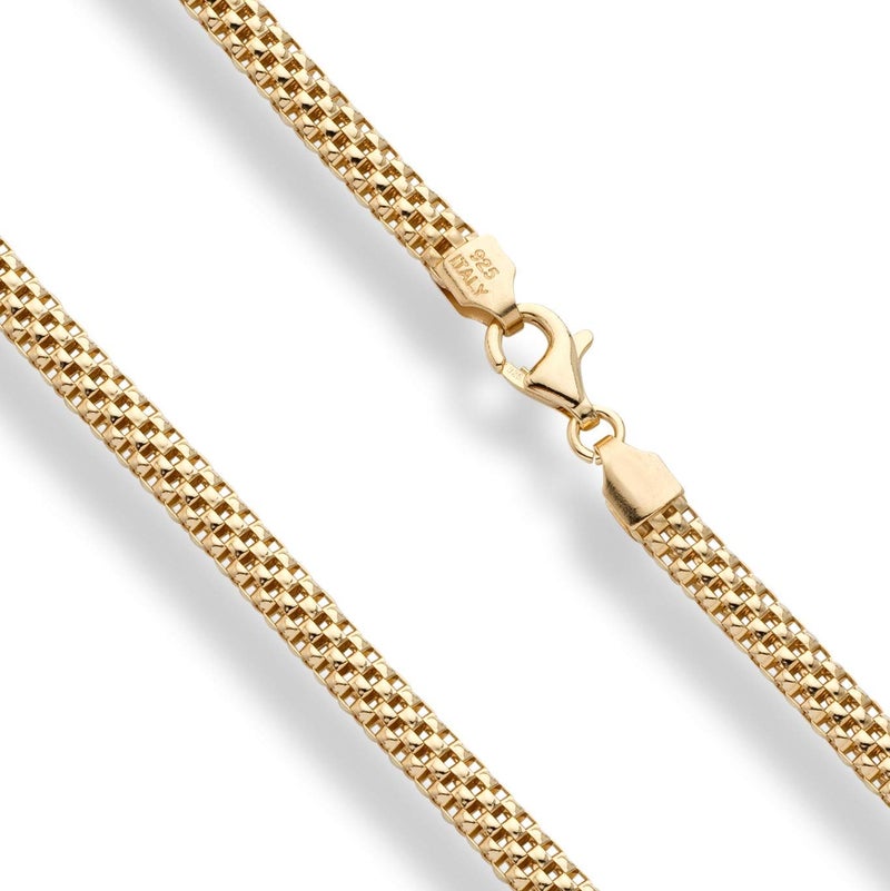 Miabella 18K Gold Plated 925 Sterling Silver Italian 4mm Mesh Link Chain Necklace for Women, Made in Italy (16 Inch) - Image 2